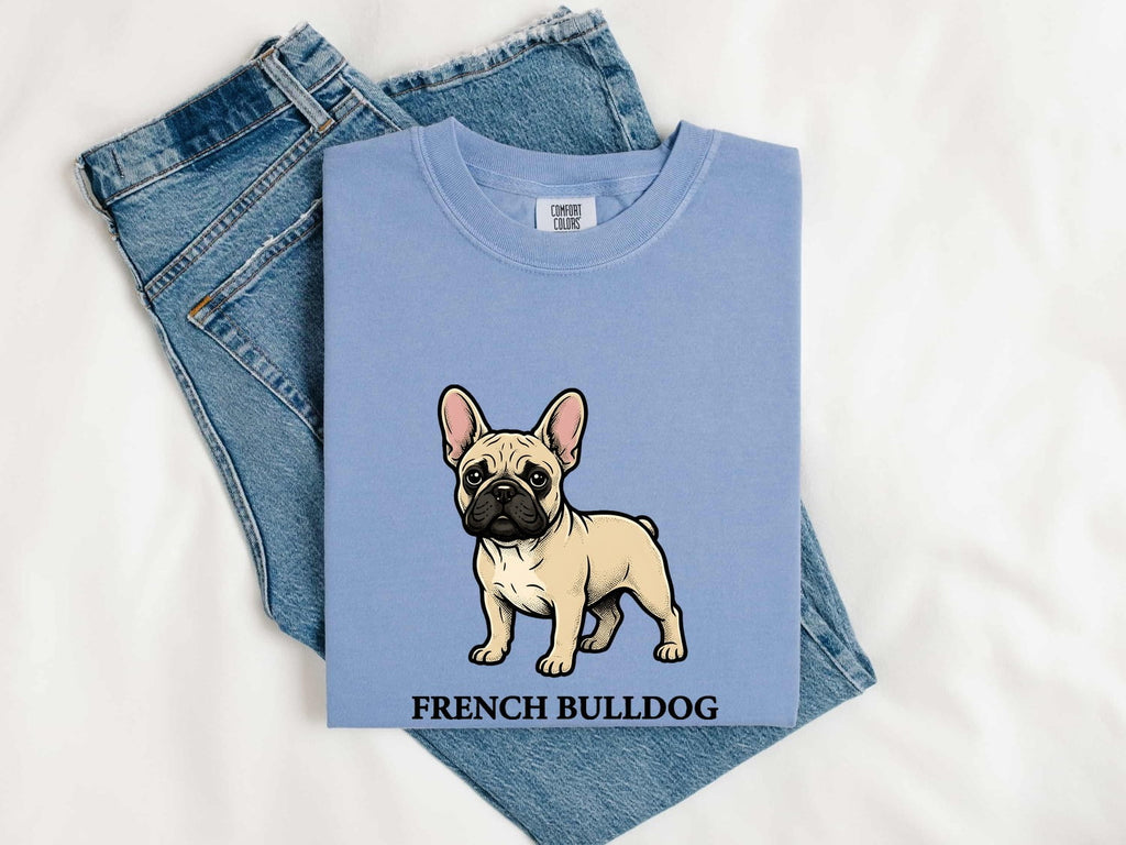 French Bulldog Shirt Dog Pets Gift Women Cartoon Tee Bulldog T-Shirt Dog Fan Puppy Tshirt Animal Graphic Retro Bold Lettering Tshirt