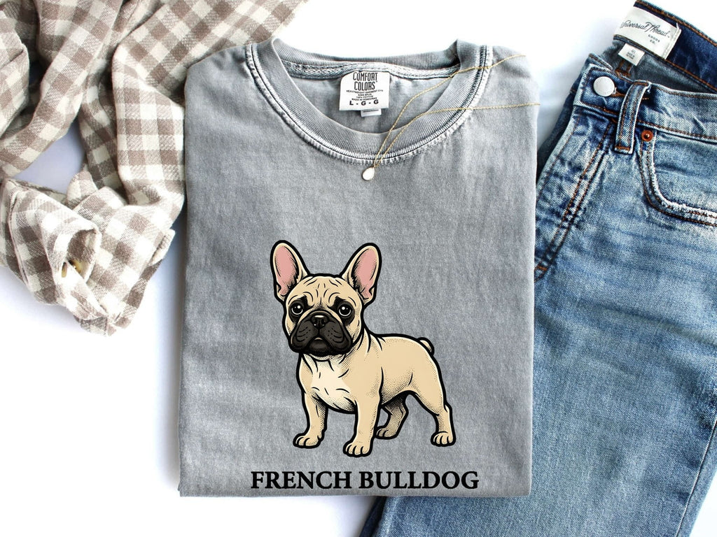 French Bulldog Shirt Dog Pets Gift Women Cartoon Tee Bulldog T-Shirt Dog Fan Puppy Tshirt Animal Graphic Retro Bold Lettering Tshirt