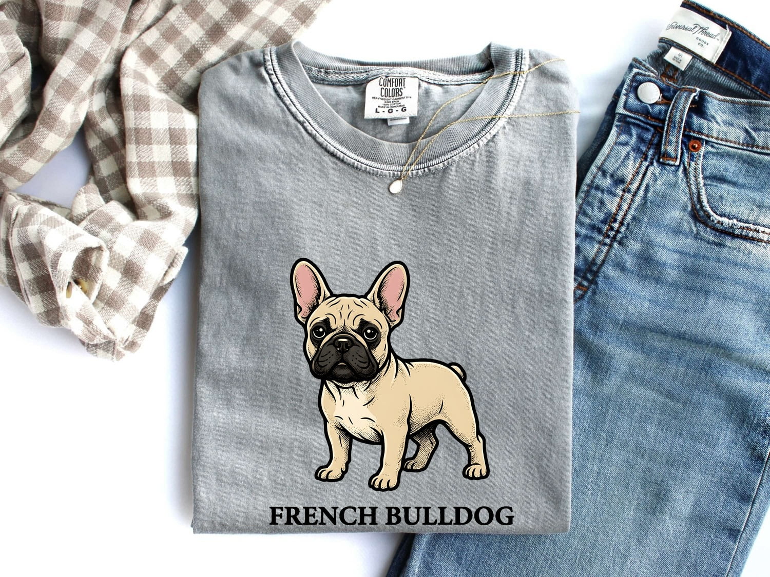 French Bulldog Shirt Dog Pets Gift Women Cartoon Tee Bulldog T-Shirt Dog Fan Puppy Tshirt Animal Graphic Retro Bold Lettering Tshirt