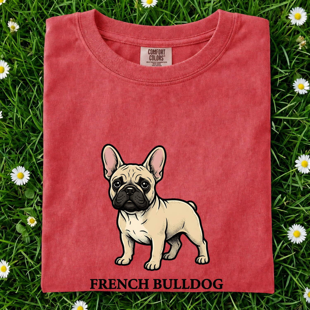 French Bulldog Shirt Dog Pets Gift Women Cartoon Tee Bulldog T-Shirt Dog Fan Puppy Tshirt Animal Graphic Retro Bold Lettering Tshirt