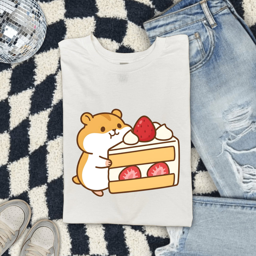 Hamster Cupcake Shirt Desserts Pet Gift Women Cute Tee Cupcake T-Shirt Dessert Fan Kawaii Tshirt Animal Graphic Comic Berry Tshirt