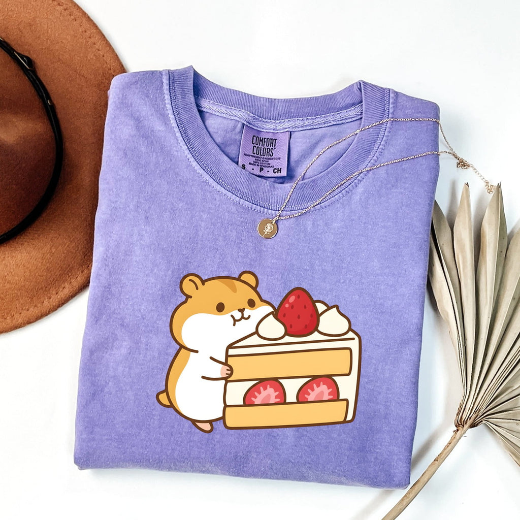 Hamster Cupcake Shirt Desserts Pet Gift Women Cute Tee Cupcake T-Shirt Dessert Fan Kawaii Tshirt Animal Graphic Comic Berry Tshirt