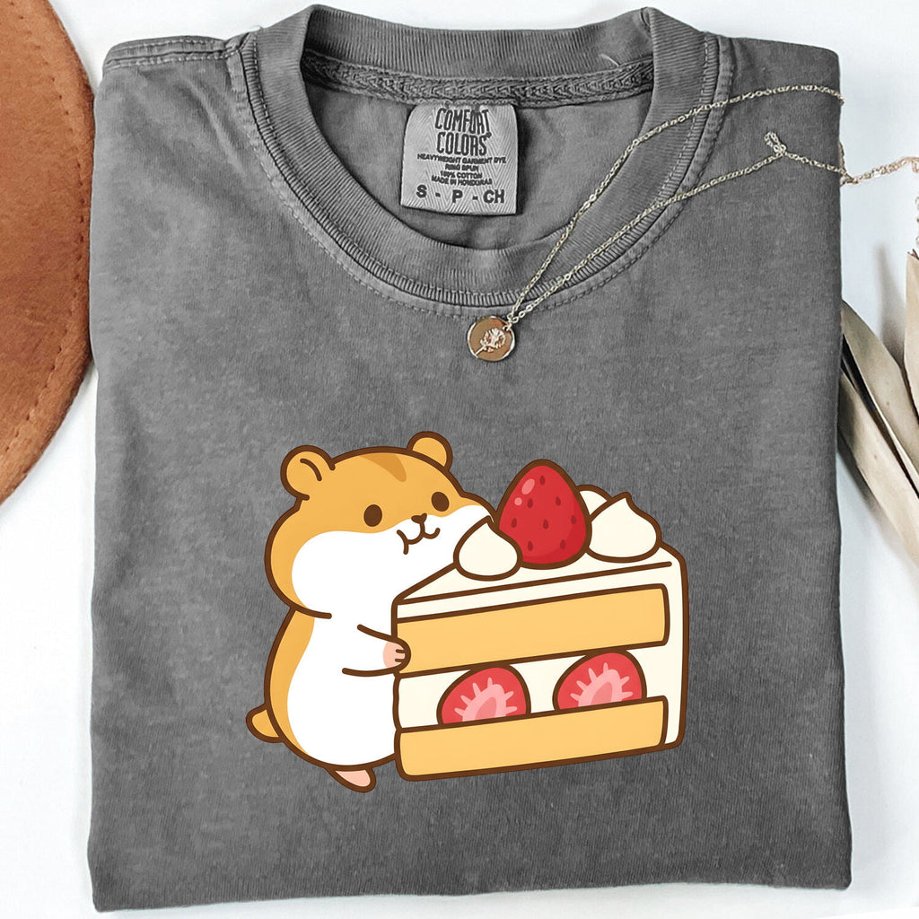 Hamster Cupcake Shirt Desserts Pet Gift Women Cute Tee Cupcake T-Shirt Dessert Fan Kawaii Tshirt Animal Graphic Comic Berry Tshirt