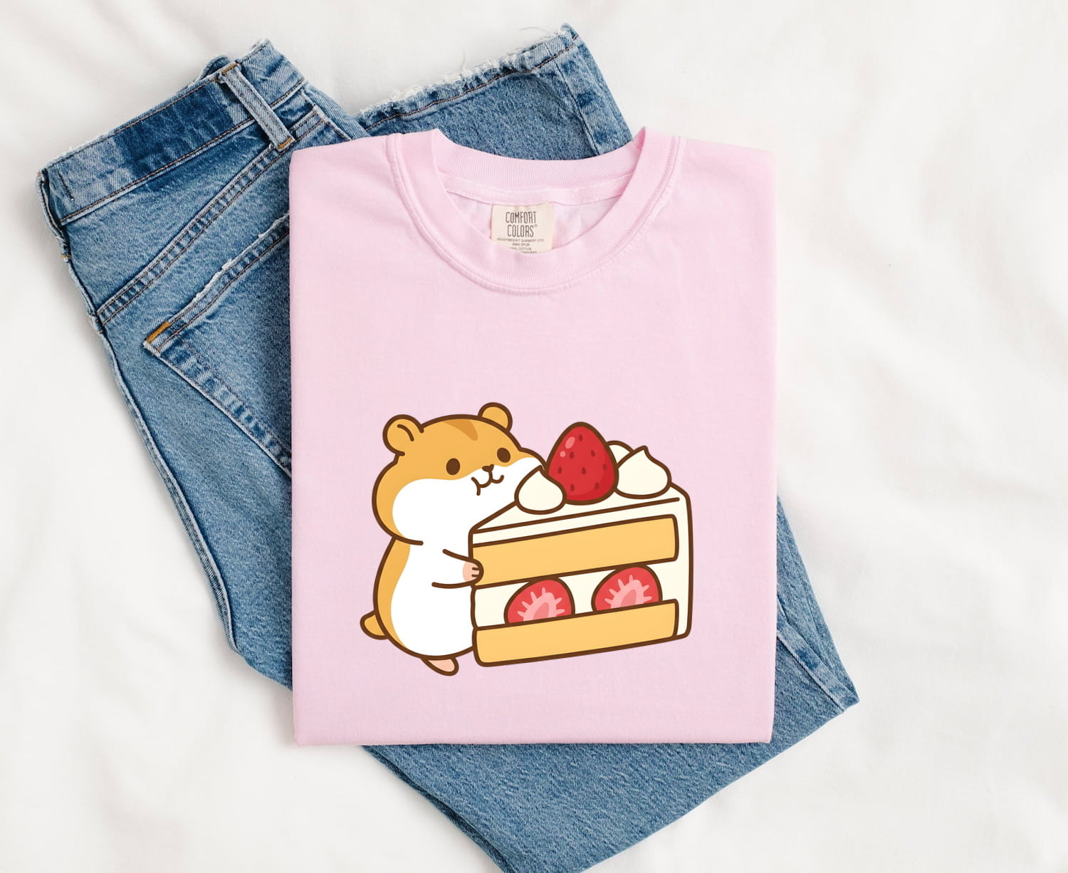 Hamster Cupcake Shirt Desserts Pet Gift Women Cute Tee Cupcake T-Shirt Dessert Fan Kawaii Tshirt Animal Graphic Comic Berry Tshirt