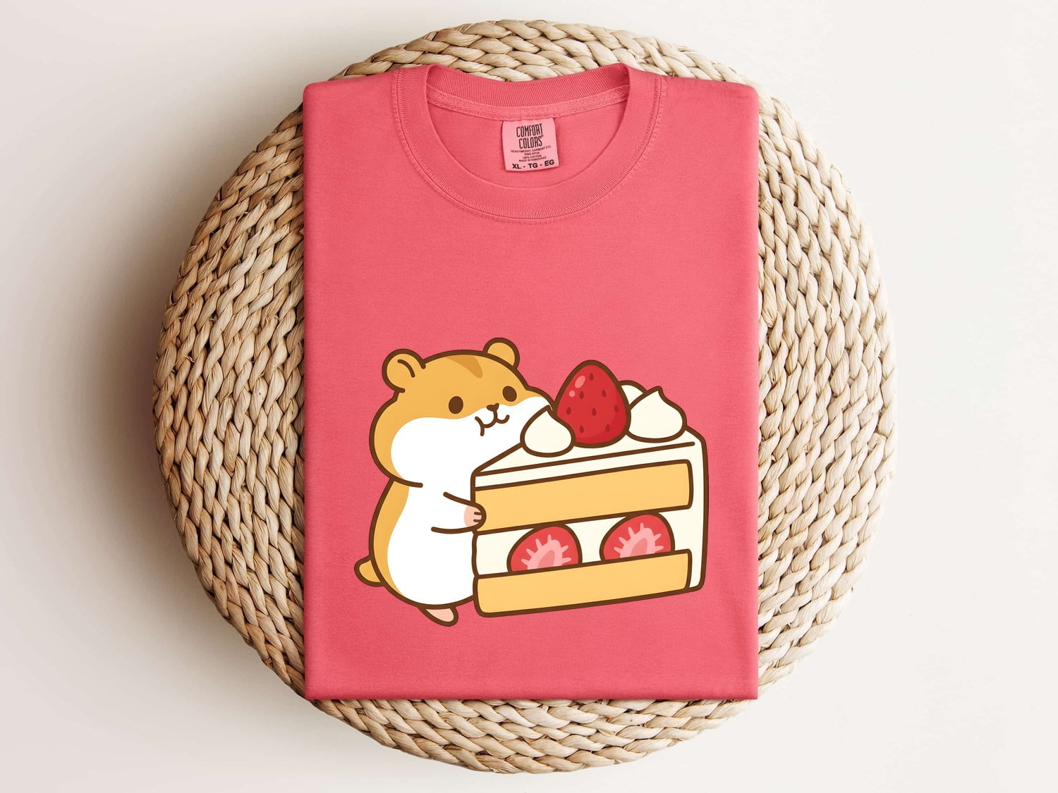 Hamster Cupcake Shirt Desserts Pet Gift Women Cute Tee Cupcake T-Shirt Dessert Fan Kawaii Tshirt Animal Graphic Comic Berry Tshirt