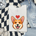 Corgi Puppy Shirt Dog Pet Supplies Gift Women Doodle Tee Puppy T-Shirt Dog Fan Pup Tshirt Pet Accessories Graphic Modern Heart Shape Tshirt