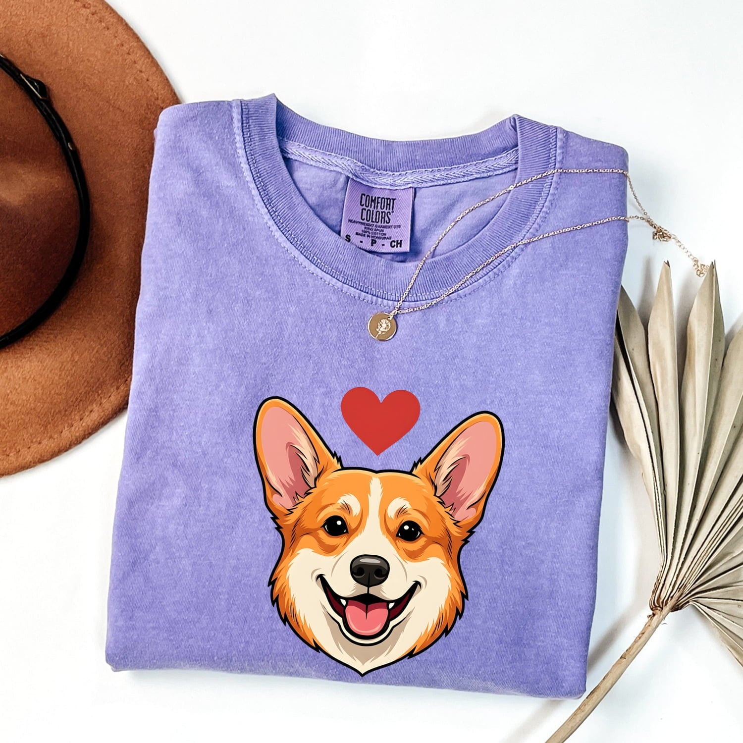Corgi Puppy Shirt Dog Pet Supplies Gift Women Doodle Tee Puppy T-Shirt Dog Fan Pup Tshirt Pet Accessories Graphic Modern Heart Shape Tshirt
