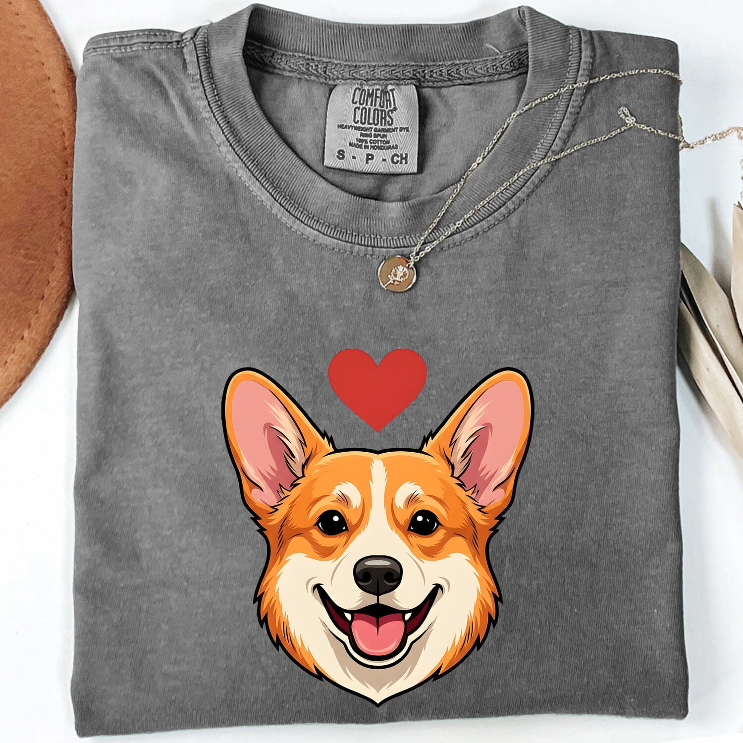 Corgi Puppy Shirt Dog Pet Supplies Gift Women Doodle Tee Puppy T-Shirt Dog Fan Pup Tshirt Pet Accessories Graphic Modern Heart Shape Tshirt