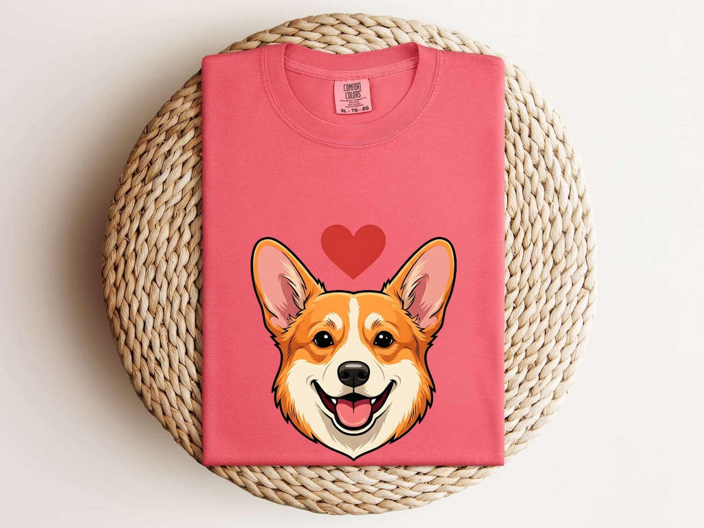 Corgi Puppy Shirt Dog Pet Supplies Gift Women Doodle Tee Puppy T-Shirt Dog Fan Pup Tshirt Pet Accessories Graphic Modern Heart Shape Tshirt