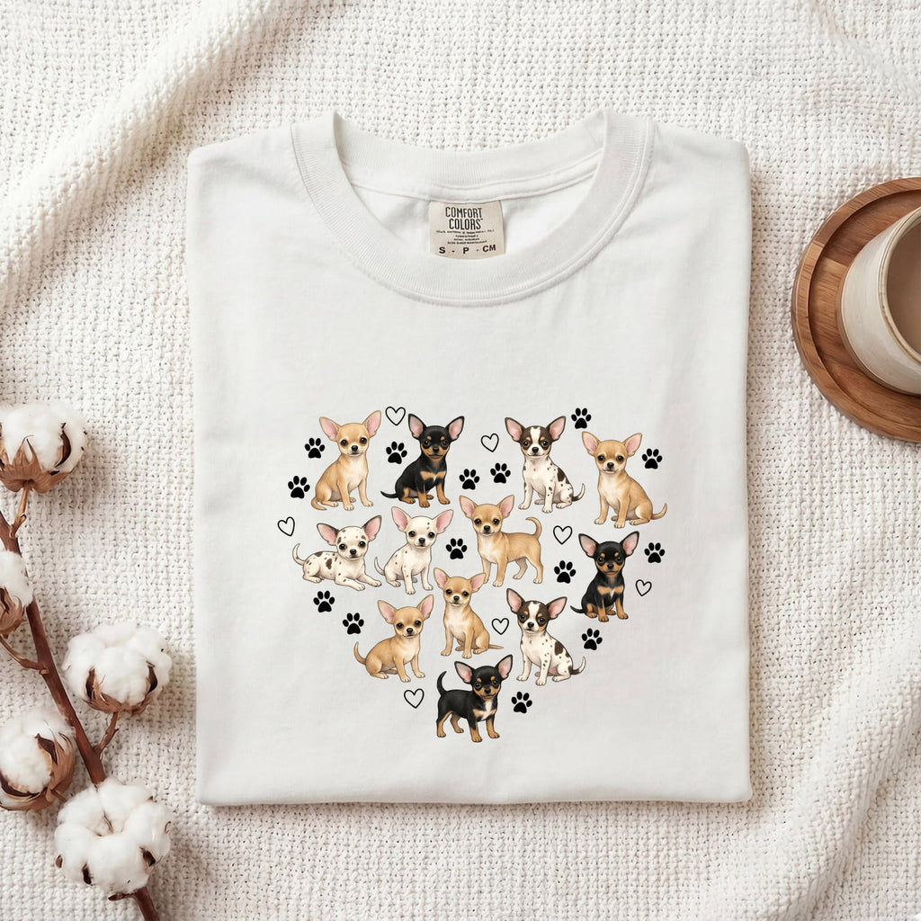 Chihuahua Puppies Shirt Dog Pet Gift Women Paint Tee Puppy T-Shirt Dog Fan Canine Tshirt Pet Graphic Sketch Dog Paws Tshirt