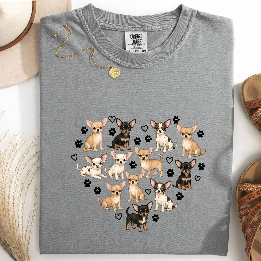 Chihuahua Puppies Shirt Dog Pet Gift Women Paint Tee Puppy T-Shirt Dog Fan Canine Tshirt Pet Graphic Sketch Dog Paws Tshirt