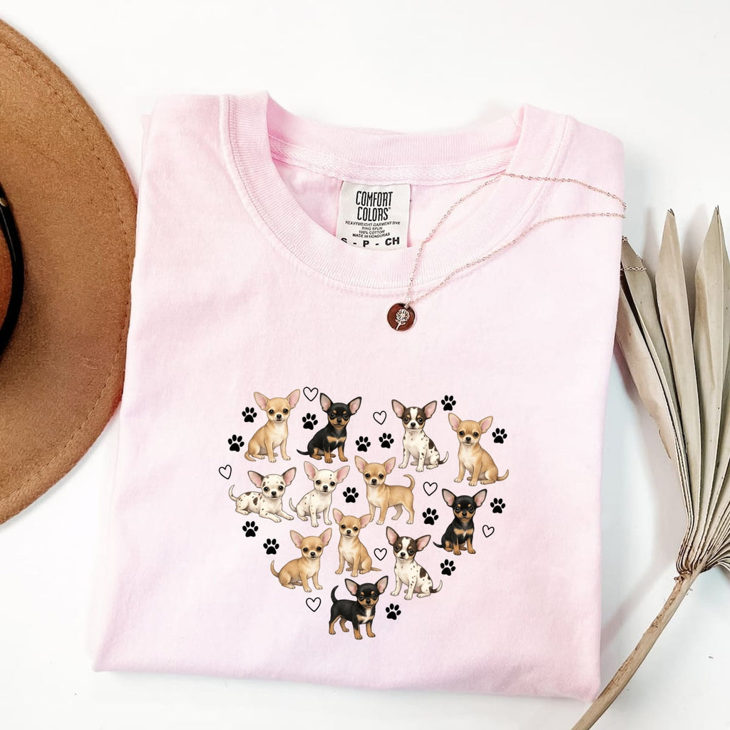 Chihuahua Puppies Shirt Dog Pet Gift Women Paint Tee Puppy T-Shirt Dog Fan Canine Tshirt Pet Graphic Sketch Dog Paws Tshirt