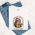 Christmas Hedgehog Shirt for Women – Retro Vintage Sketch Biscuits Animal Graphic Tee