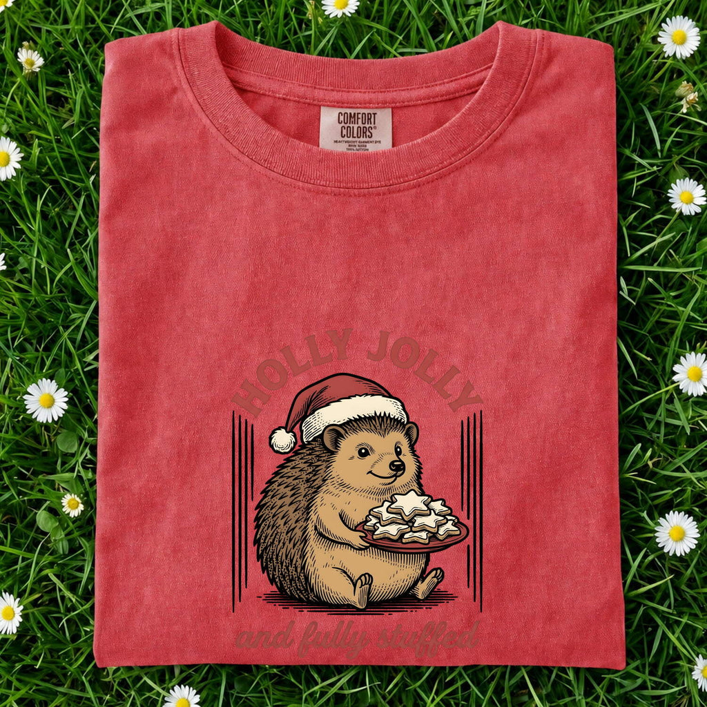 Christmas Hedgehog Shirt for Women – Retro Vintage Sketch Biscuits Animal Graphic Tee