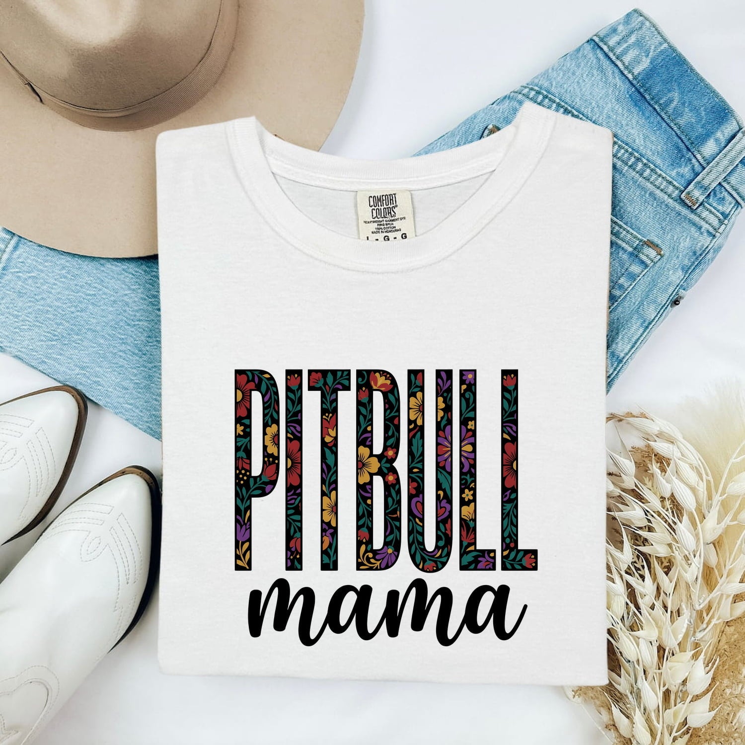 Floral Dog Mom Shirt for Women – Boho Vintage Flowers Canine Graphic Tee