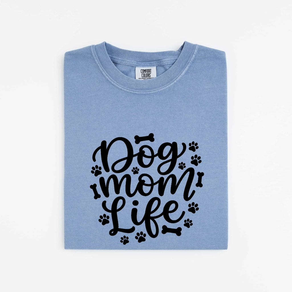 Dog Mom Shirt for Women – Funny Cartoon Contemporary Paw Marks Puppy Graphic Tee