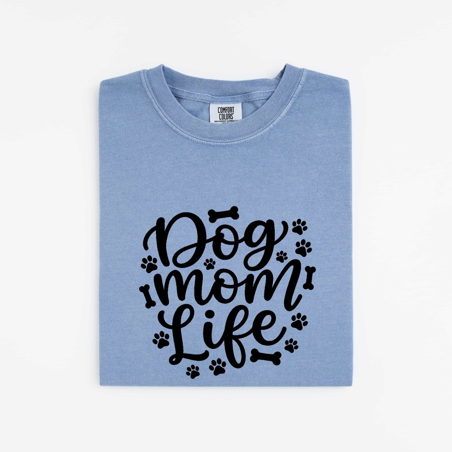 Dog Mom Shirt for Women – Funny Cartoon Contemporary Paw Marks Puppy Graphic Tee