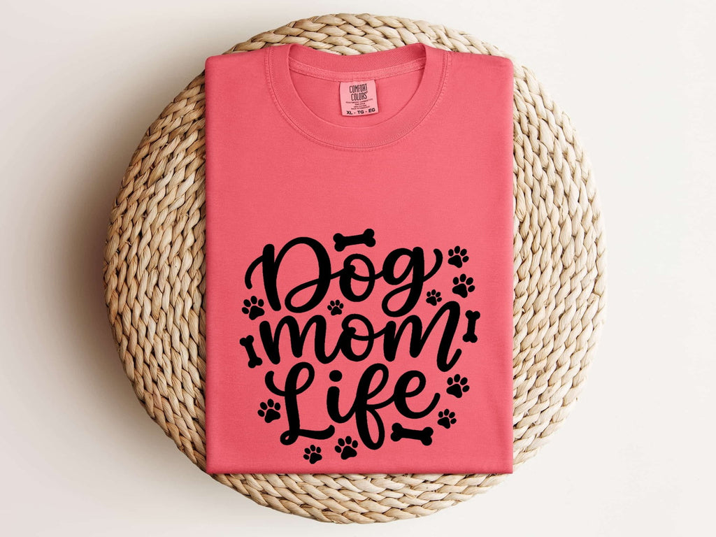 Dog Mom Shirt for Women – Funny Cartoon Contemporary Paw Marks Puppy Graphic Tee