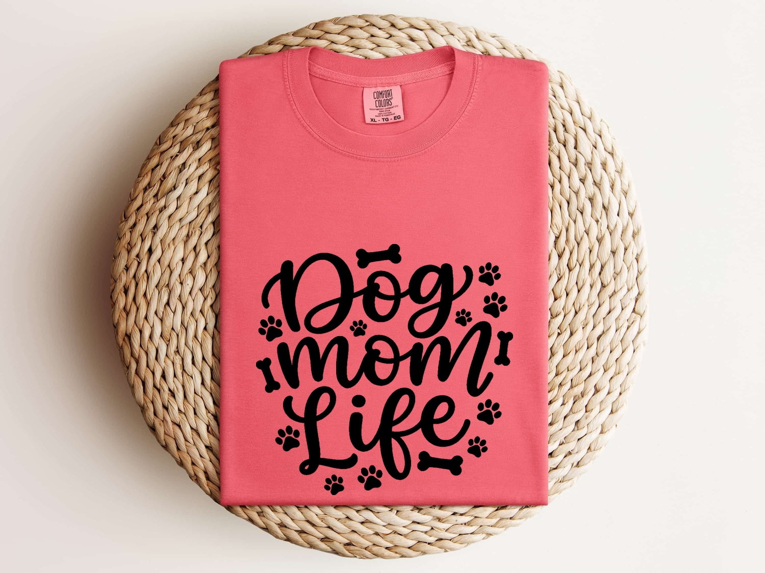 Dog Mom Shirt for Women – Funny Cartoon Contemporary Paw Marks Puppy Graphic Tee