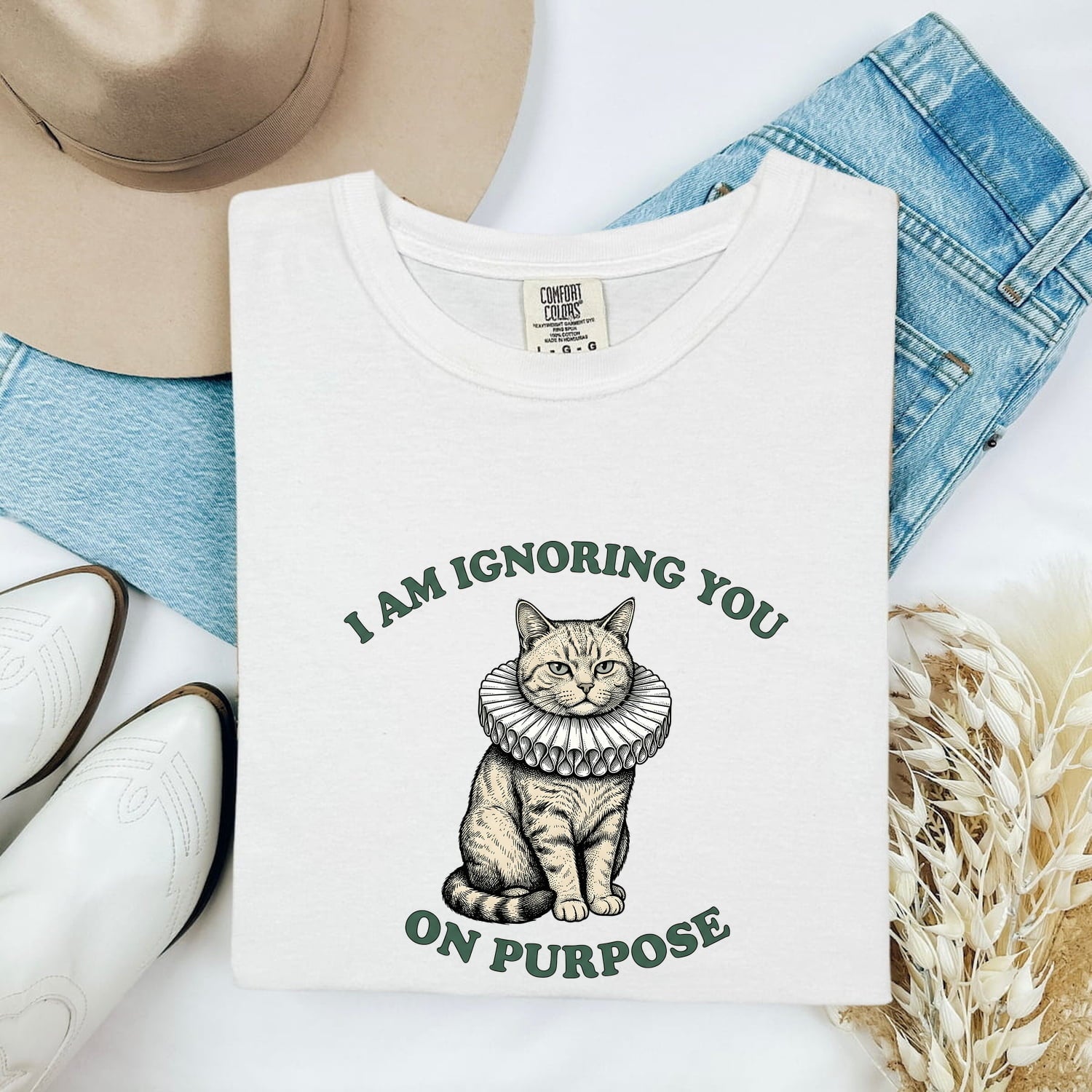 Cat Elizabethan Collar Shirt for Women – Funny Retro Vintage Sketch Kitten E Collar Graphic Tee