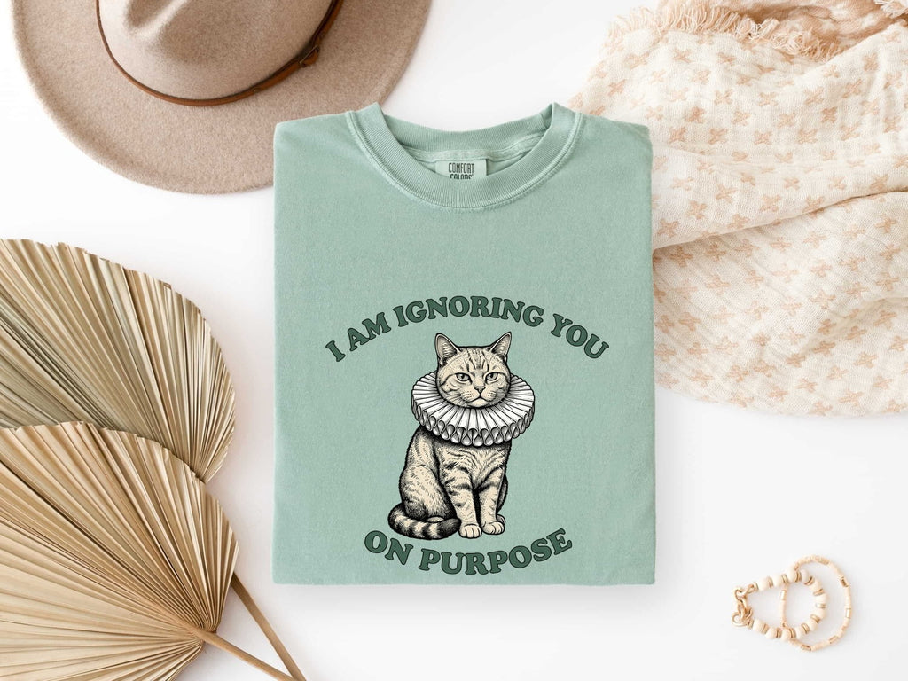 Cat Elizabethan Collar Shirt for Women – Funny Retro Vintage Sketch Kitten E Collar Graphic Tee