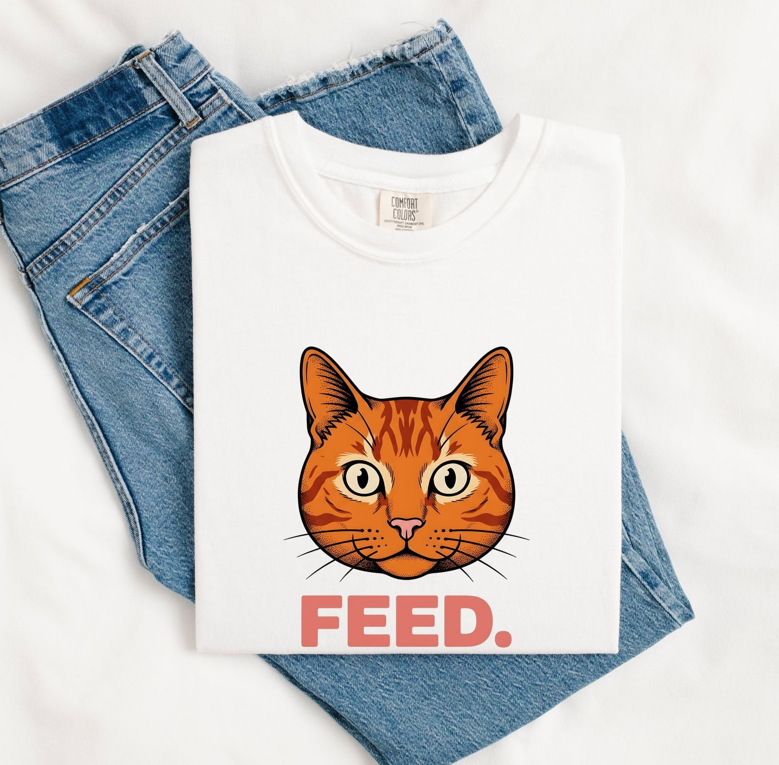 Orange Tabby Cat Shirt for Women – Bold Vintage Big Eyes Feline Animal Graphic Tee