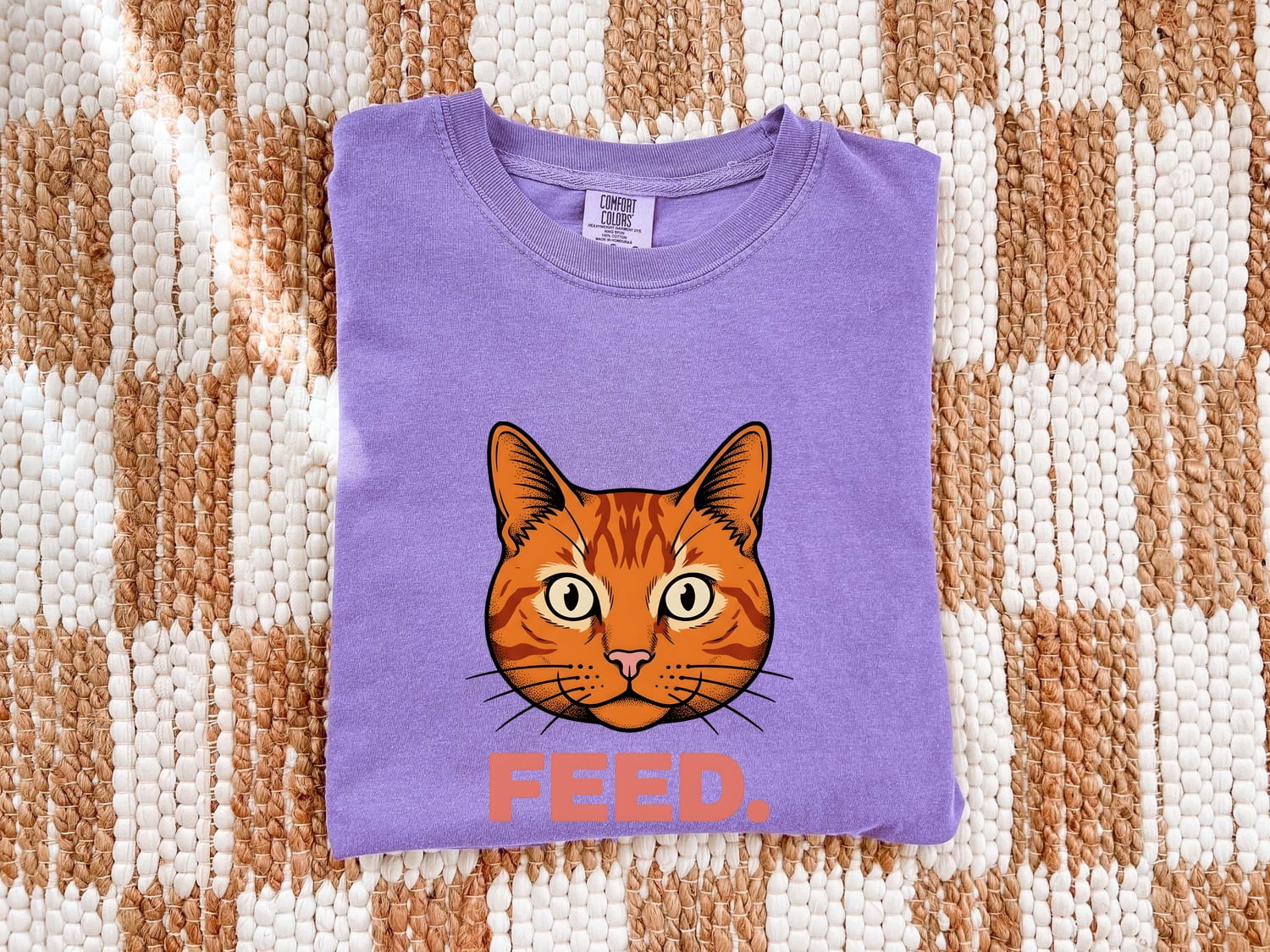 Orange Tabby Cat Shirt for Women – Bold Vintage Big Eyes Feline Animal Graphic Tee