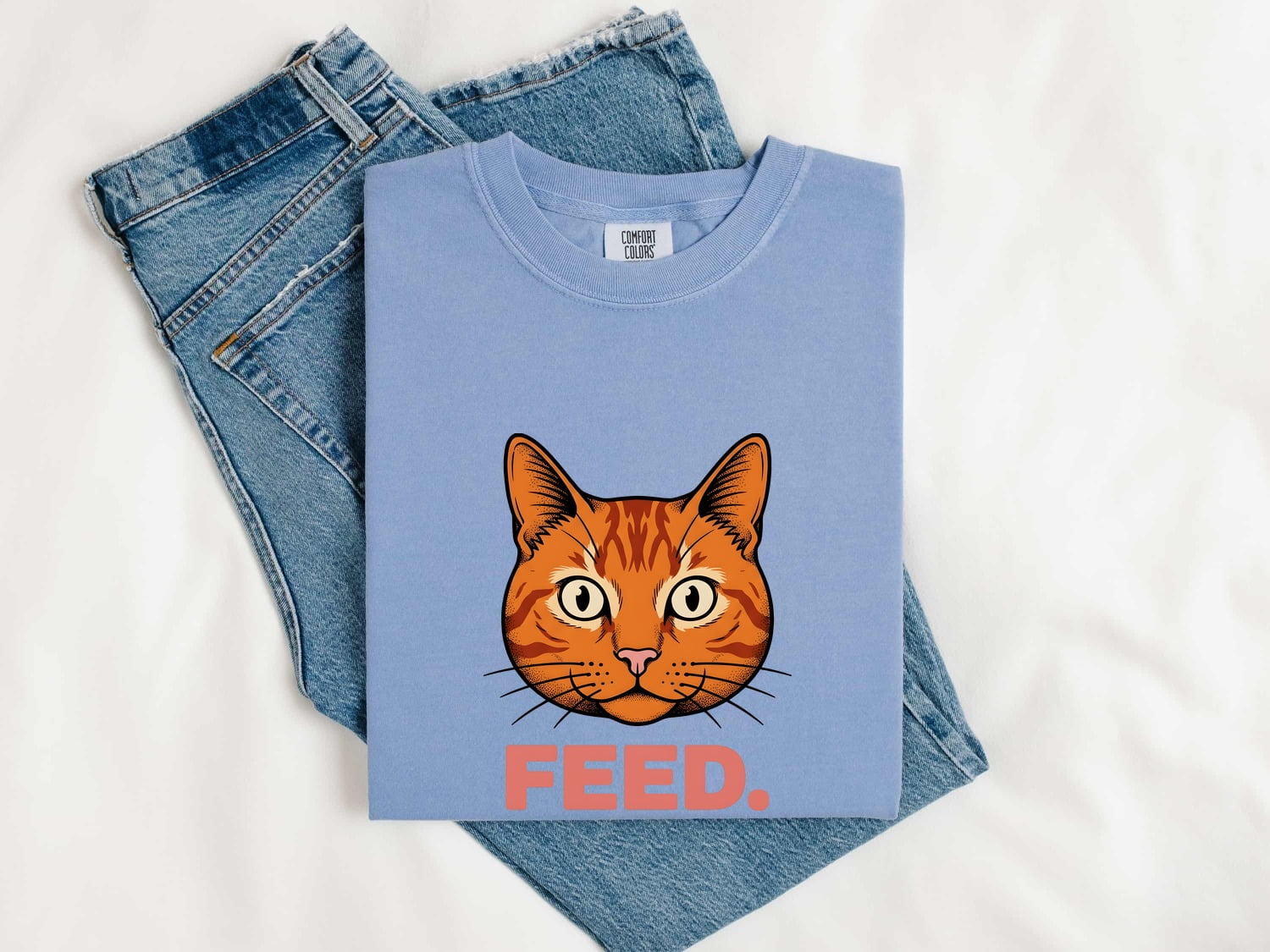 Orange Tabby Cat Shirt for Women – Bold Vintage Big Eyes Feline Animal Graphic Tee