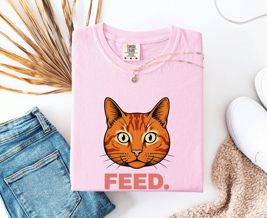 Orange Tabby Cat Shirt for Women – Bold Vintage Big Eyes Feline Animal Graphic Tee