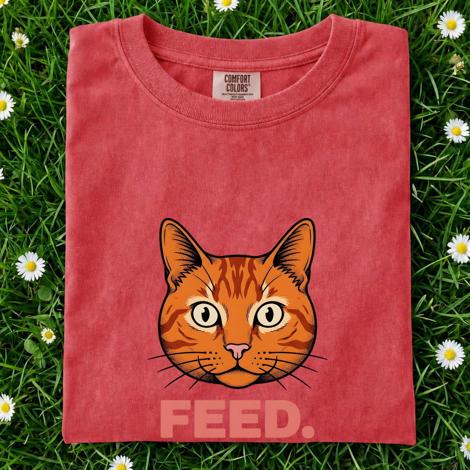 Orange Tabby Cat Shirt for Women – Bold Vintage Big Eyes Feline Animal Graphic Tee