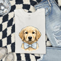 Easter Golden Retriever Shirt for Women – Retro Sketch Drawing Necktie Puppy Graphic Tee