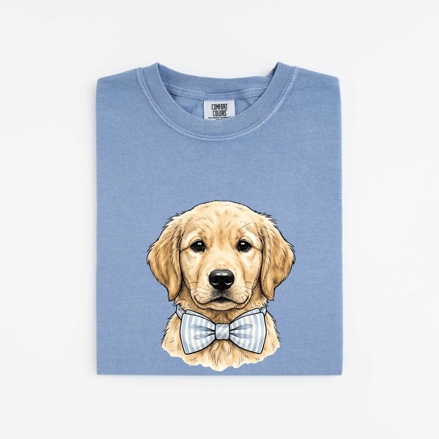 Easter Golden Retriever Shirt for Women – Retro Sketch Drawing Necktie Puppy Graphic Tee