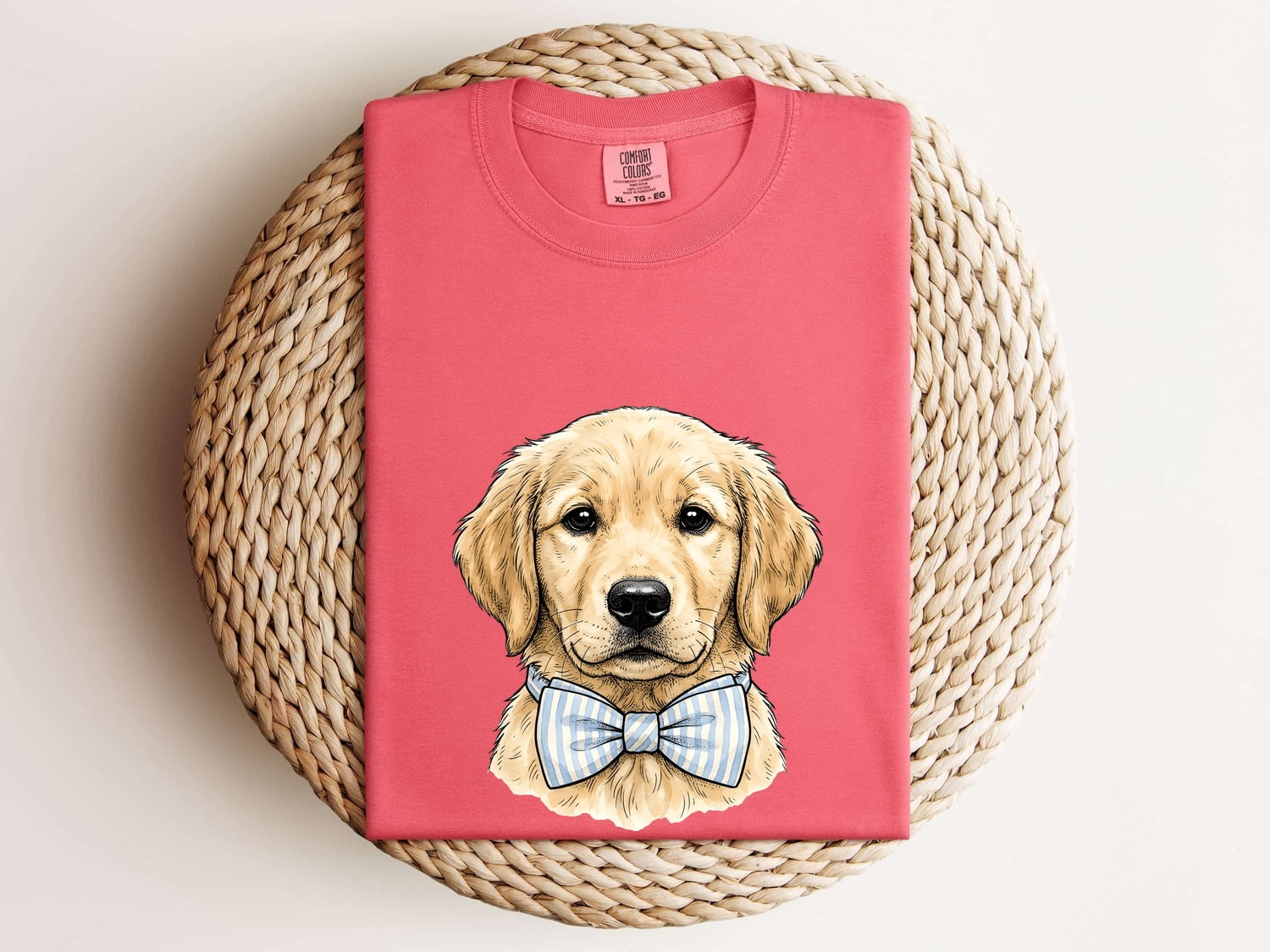 Easter Golden Retriever Shirt for Women – Retro Sketch Drawing Necktie Puppy Graphic Tee
