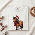 Christmas Horse Shirt for Women – Illustration Line Art Holiday Hat Ribbon Equine Graphic Tee