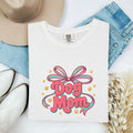 Dog Mom Bow Shirt for Women – Colorful Vibrant Retro Paw Print Animal Graphic Tee