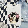 Christmas Bird Shirt for Women – Funny Cartoon Tuxedo Pizza Traditional Earmuff Animal Graphic Tee