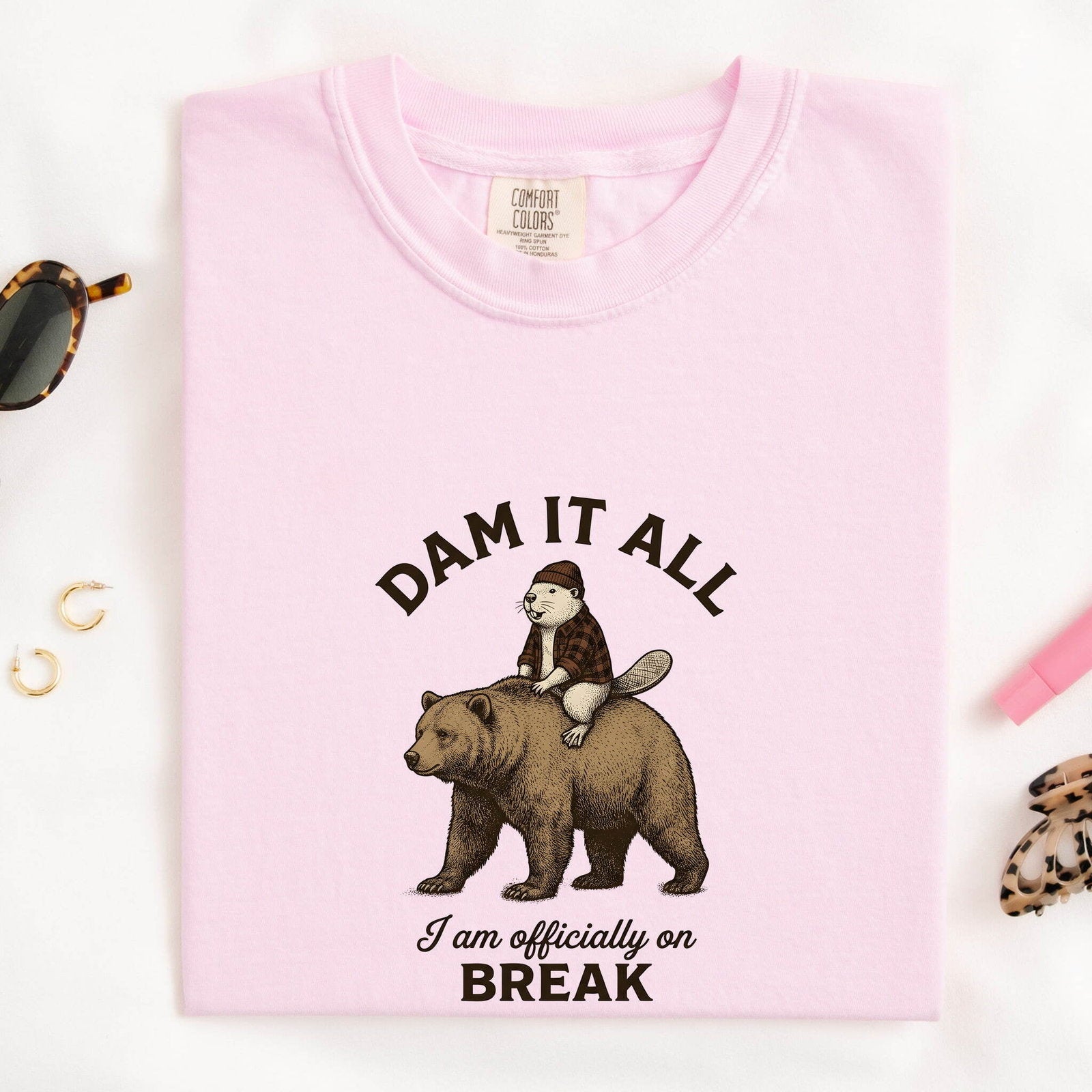 Beaver Shirt for Women – Funny Hand Drawn Line Art Flannel Illustrated Animal Graphic Tee