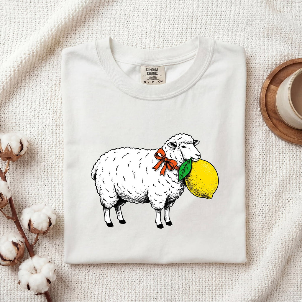 Valentine's Day Lamb Shirt for Women – Kawaii Retro Citrus Cute Sheep Animal Graphic Tee