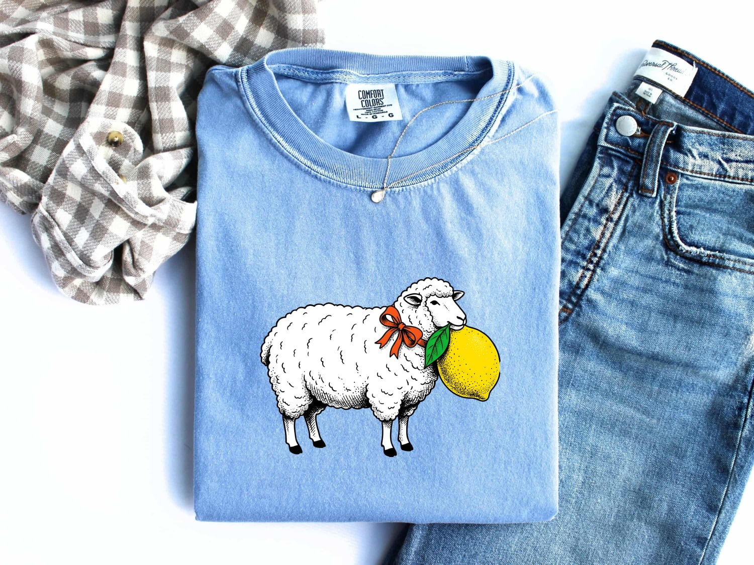 Valentine's Day Lamb Shirt for Women – Kawaii Retro Citrus Cute Sheep Animal Graphic Tee