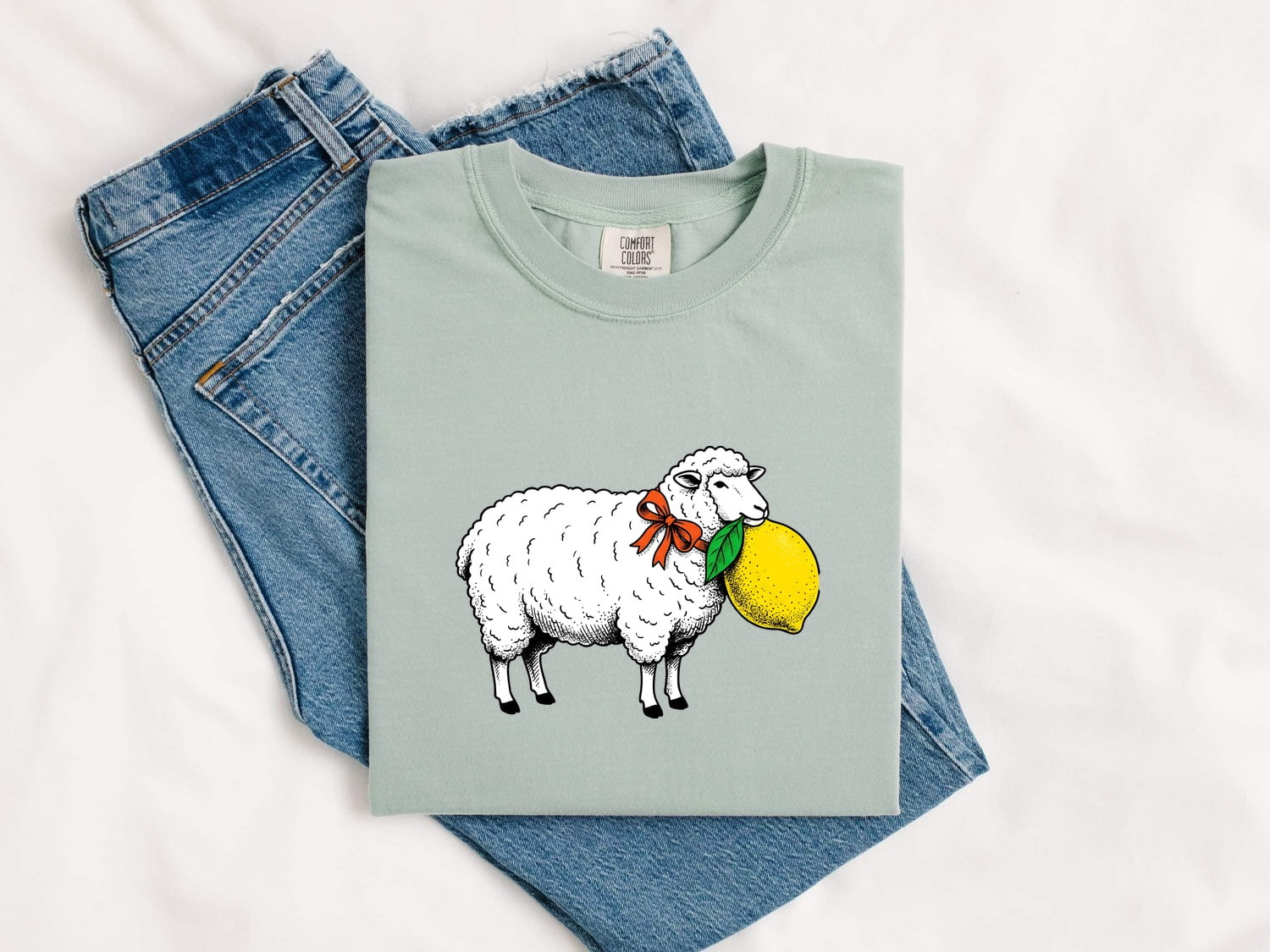 Valentine's Day Lamb Shirt for Women – Kawaii Retro Citrus Cute Sheep Animal Graphic Tee