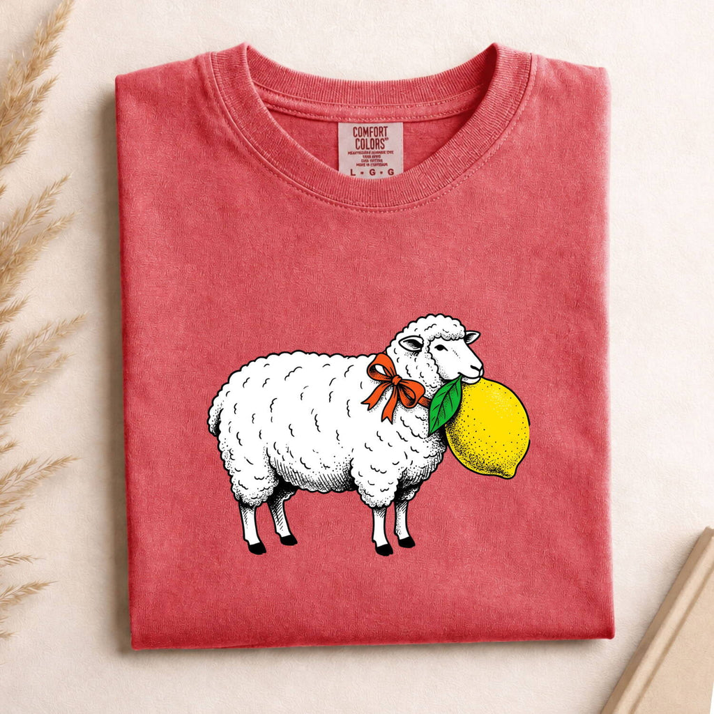 Valentine's Day Lamb Shirt for Women – Kawaii Retro Citrus Cute Sheep Animal Graphic Tee