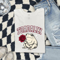 Valentine's Day Frog Shirt for Women – Old School Sketch Drawing Toad Rose Twinkles Graphic Tee