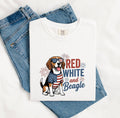 4th of July Beagle Shirt for Women – Distressed Vintage Hound Dog Independence Day Graphic Tee