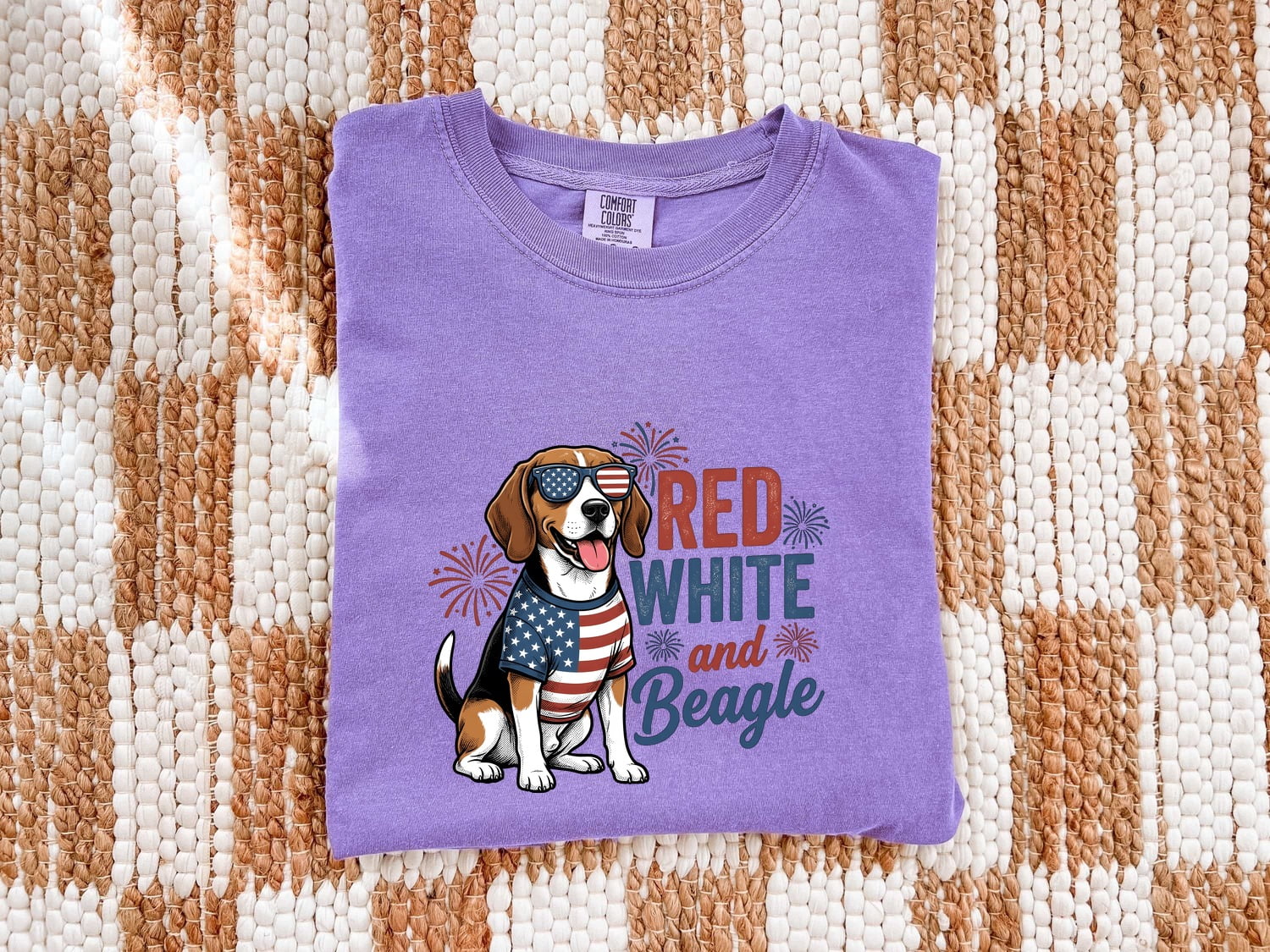 4th of July Beagle Shirt for Women – Distressed Vintage Hound Dog Independence Day Graphic Tee