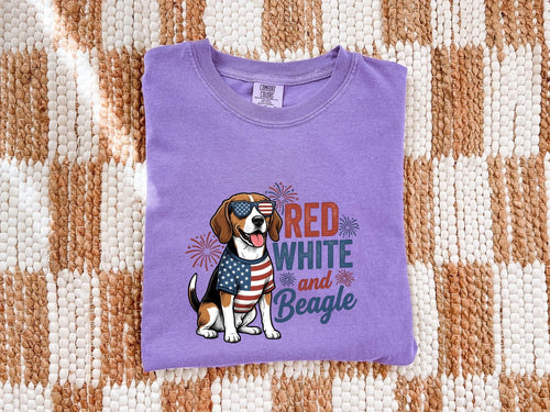 4th of July Beagle Shirt for Women – Distressed Vintage Hound Dog Independence Day Graphic Tee