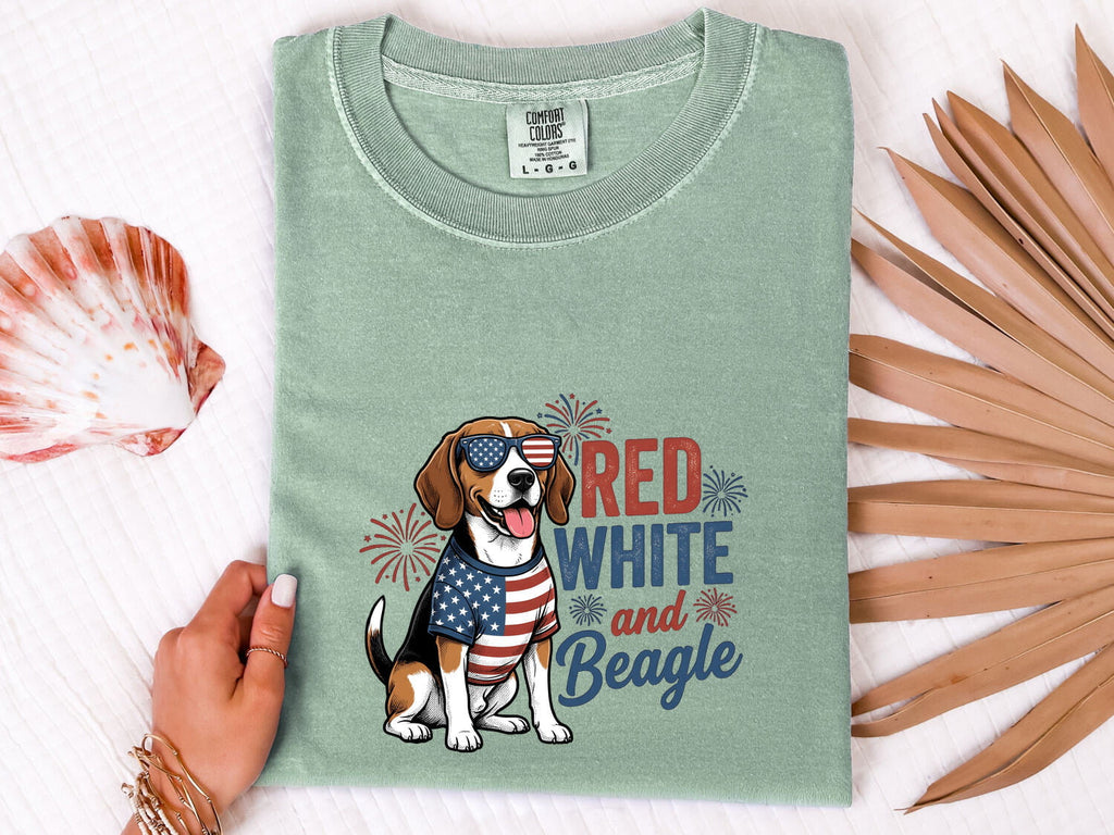 4th of July Beagle Shirt for Women – Distressed Vintage Hound Dog Independence Day Graphic Tee