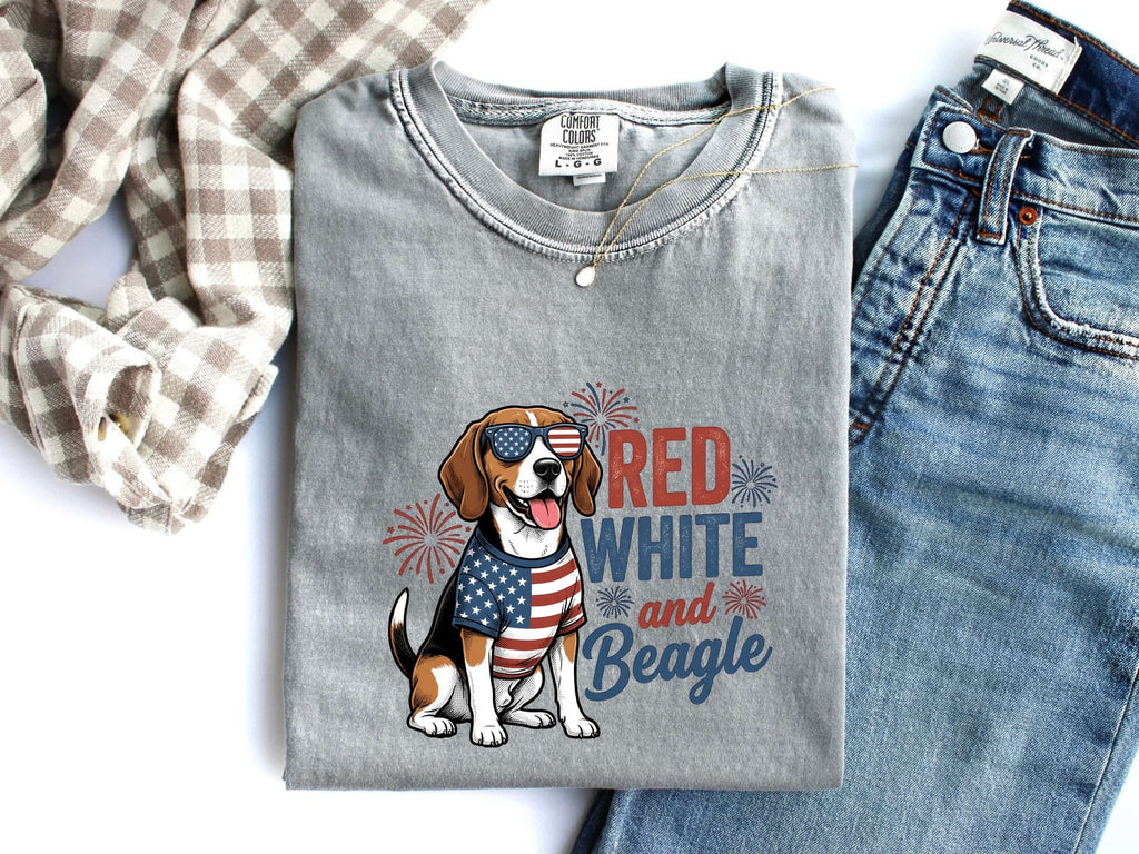4th of July Beagle Shirt for Women – Distressed Vintage Hound Dog Independence Day Graphic Tee