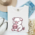 Valentine's Day Pig Shirt for Women – Kawaii Comic Cherry Fruit Muffin Animal Graphic Tee