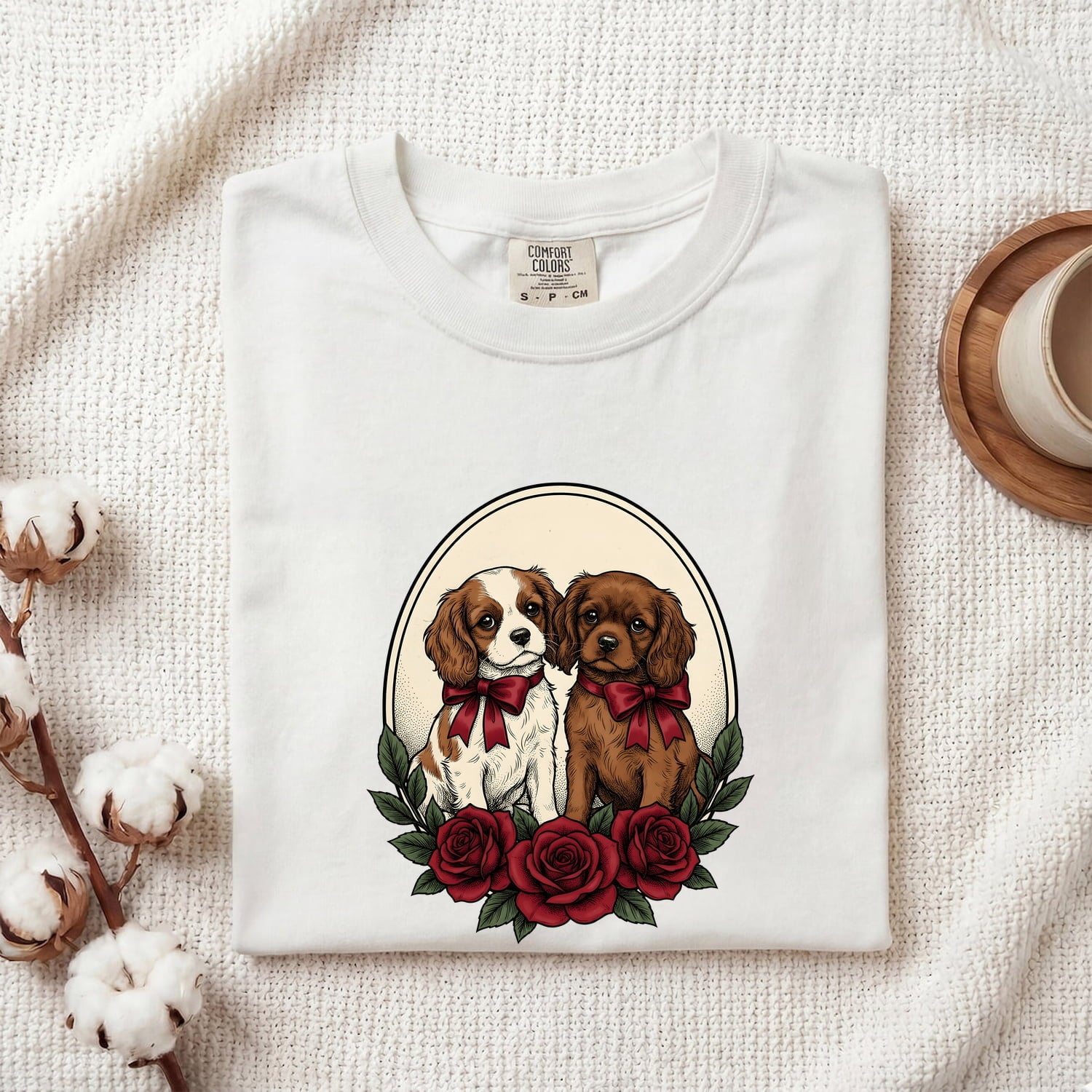 Cavalier Spaniel Shirt for Women – Valentine's Day Retro Vintage Dog Mom Graphic Tee