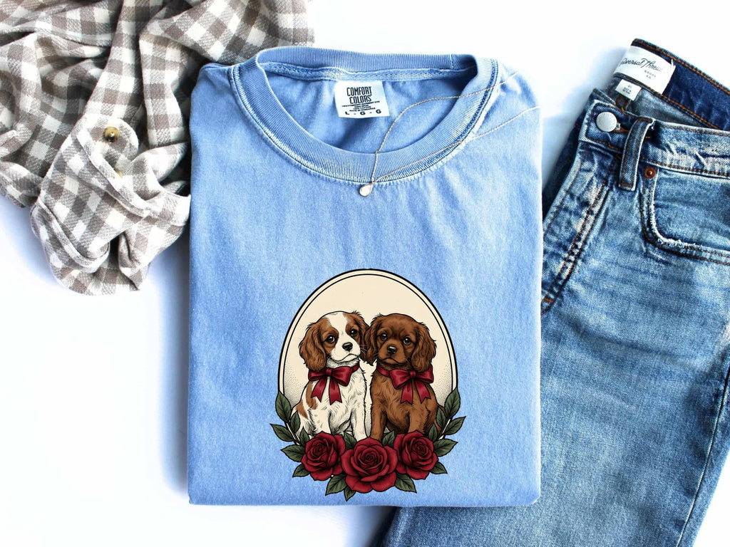 Cavalier Spaniel Shirt for Women – Valentine's Day Retro Vintage Dog Mom Graphic Tee